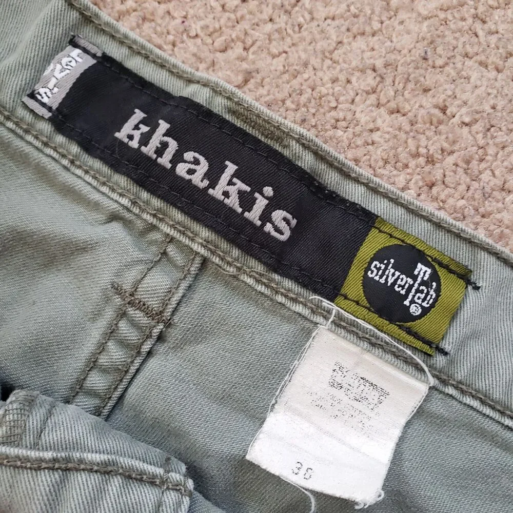 Vintage 90s Levi's Silver Tab Khakis Size 36 Mens Baggy Green Cargo Shorts Skate